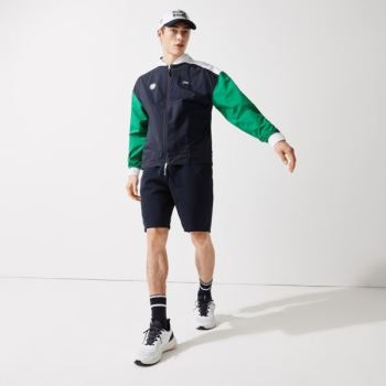 Lacoste SPORT Roland Garros Zip-Up Windbreaker Pánské - Větrovky Tmavě Blankyt Blankyt / Zelene / Bí